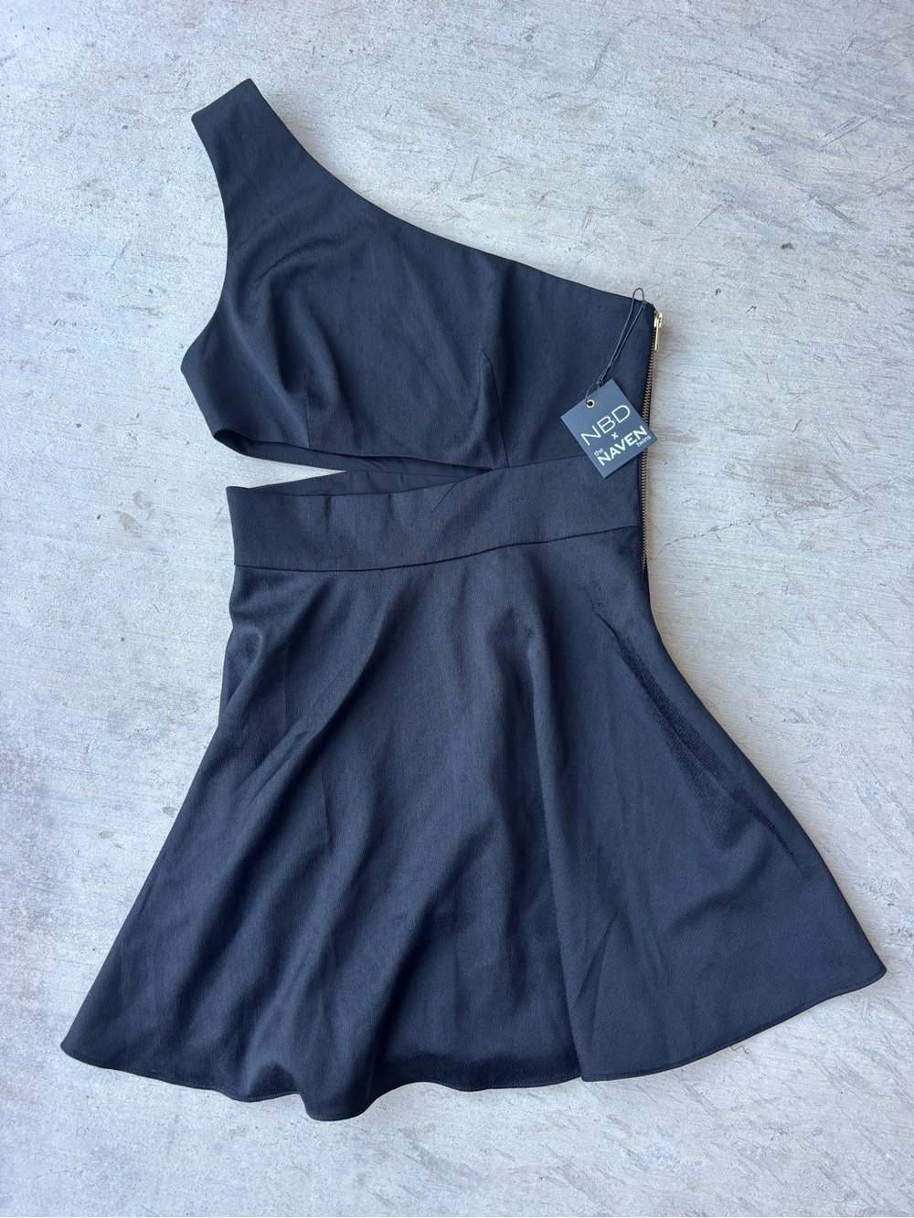 NBD x The Naven Twins Black One-Shoulder Dress NWT